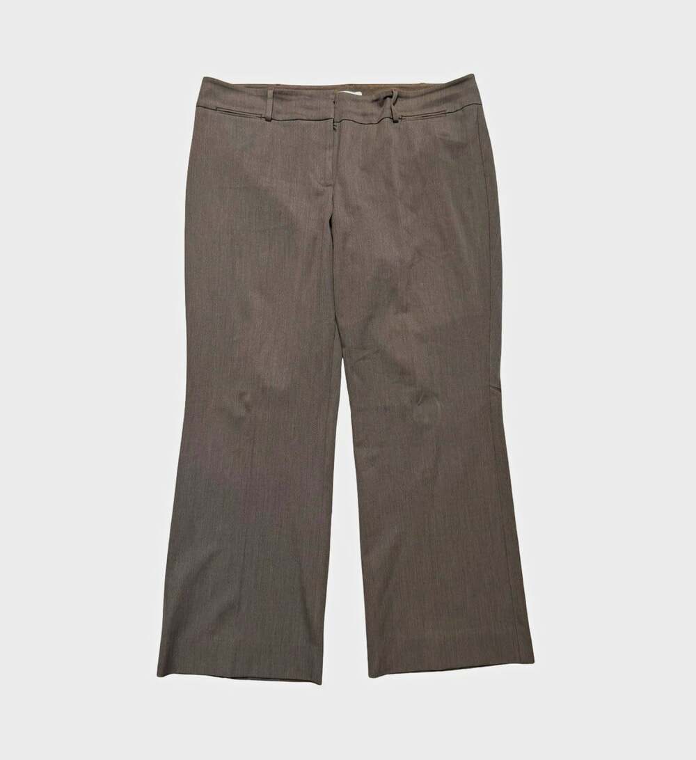 LOFT Curvy Dress Pants Women 14 Brown Solid Polyester Viscose Spandex